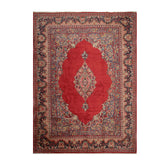 10x14 Coral, Beige, Blue Color Hand Knotted Mahal 100% Wool Traditional Oriental Rug