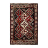 7x11 Ivory, Rust, Charcoal Color Hand Knotted Sirraj 100% Wool Traditional Oriental Rug