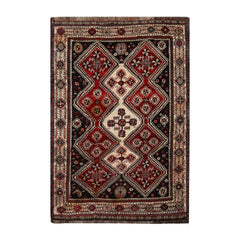 7x11 Ivory, Rust, Charcoal Color Hand Knotted Sirraj 100% Wool Traditional Oriental Rug