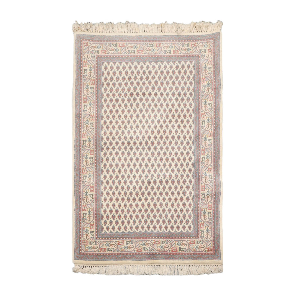 3x5 Cream, Rust, Blue Color Hand Knotted Boteh 100% Wool Traditional Oriental Rug