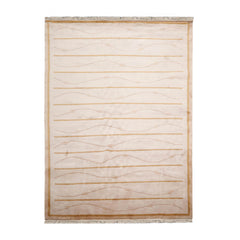 6x9 Beige, Tan, Pale Gold Color Hand Knotted 100% Wool Modern Oriental Rug
