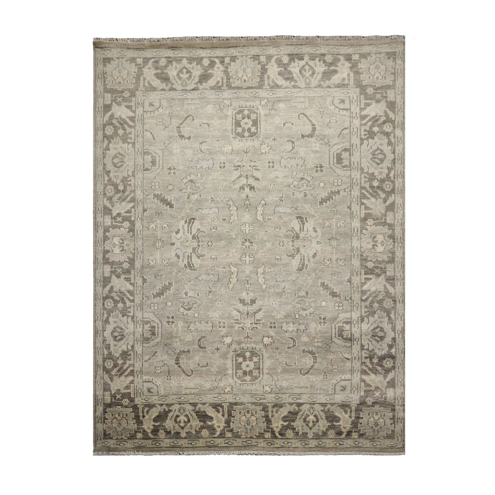 Multi Size Gray Beige Moss Color Hand Knotted Oushak Wool Traditional Oriental Rug