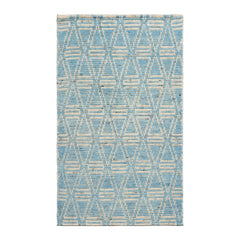 Knotted Rug Blue Hand Knotted 3'0''x5'0" Afghan Moroccan Modern Contemporary Tribal Wool Oriental Area Rug