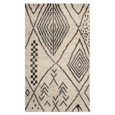 Knotted Rug Ivory Hand Knotted 3'0''x5'0" Afghan Moroccan Modern Contemporary Tribal Wool Oriental Area Rug