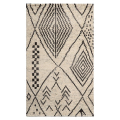 Knotted Rug Ivory Hand Knotted 3'0''x5'0" Afghan Moroccan Modern Contemporary Tribal Wool Oriental Area Rug