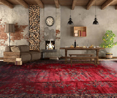 Palace Burgundy, Midnight Blue, Brown Color Hand Knotted Sarouk 100% Wool Traditional Oriental Rug