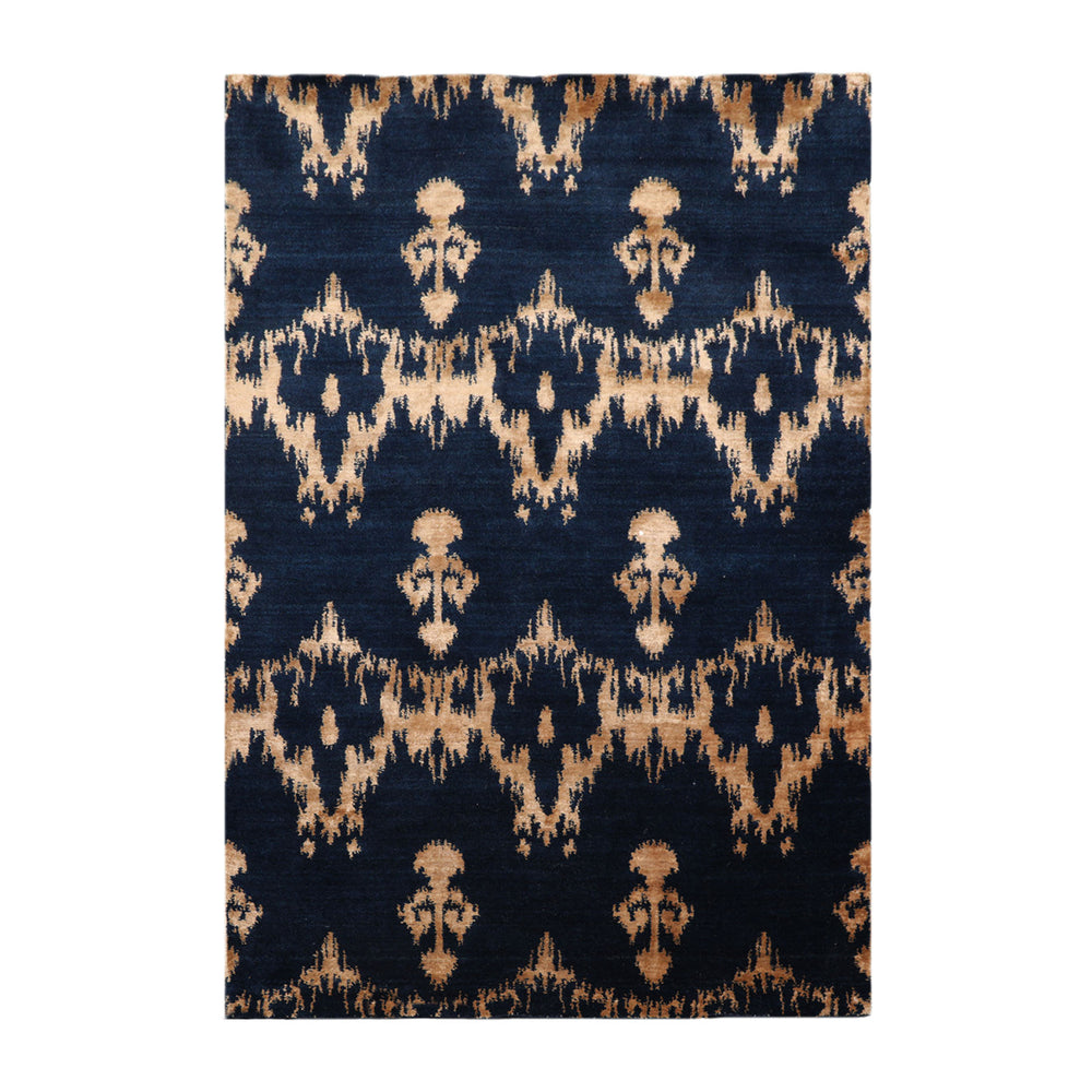 4x6 Navy, Beige, Color Hand Knotted Tibetan Wool & Silk Traditional Oriental Rug