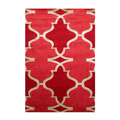 4x6 Raspberry, Red, Color Hand Knotted 100% Wool Transitional Oriental Rug