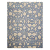 Multi Size Blue Beige Ivory Color Hand Knotted Afghan Oushak Wool Transitional Oriental Rug