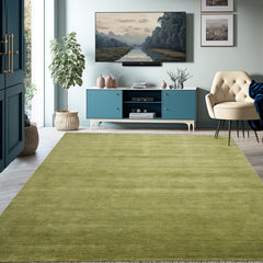Multi Size Green Color Hand Knotted Wool Modern Oriental Rug