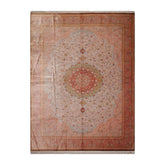 Knotted Rug Gray Blush Hand Knotted 9'x12' Authentic Kum Traditional 500 KPSI 100% Silk Oriental Area Rug