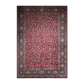 Knotted Rug Burgundy Navy Hand Knotted Palace Size Mashad Traditional 200 KPSI 100% Wool Oriental Area Rug