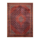 Knotted Rug Navy Orange Hand Knotted 10'x14' Vintage Bidjar Traditional 100% Wool Oriental Area Rug
