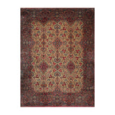 Knotted Rug Ivory Blue Hand Knotted Palace Size Antique Isfahan Traditional 300 KPSI 100% Wool Oriental Area Rug