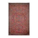 Knotted Rug Burnt Orange Navy Hand Knotted Palace Size Vintage Lilihan Traditional 100% Wool Oriental Area Rug