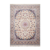 Knotted Rug Cream Taupe Hand Knotted 9'x12' Traditional 400 KPSI Wool and Silk Oriental Area Rug