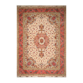 Knotted Rug Ivory Rose Hand Knotted Palace Size Tabriz Master Weaver Signed Traditional 350 KPSI Wool and Silk Oriental Area Rug
