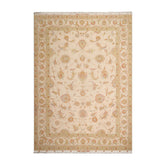 Knotted Rug Ivory Mint Hand Knotted 8'x10' Traditional 350 KPSI Wool and Silk Oriental Area Rug