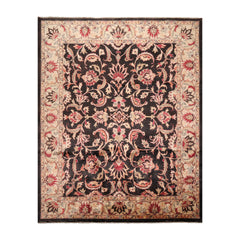 8x10 Charcoal, Beige, Rust Color Hand Knotted Peshawar 100% Wool Traditional Oriental Rug