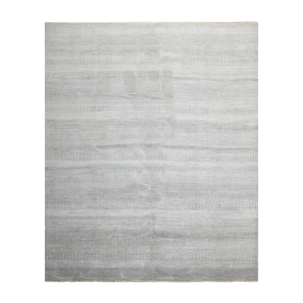 8x10 Gray, White, Color Hand Knotted 100% Wool Modern Oriental Rug