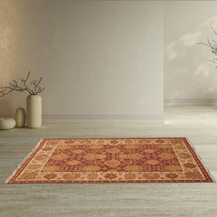 3x5 Rust, Ivory, Gold Color Hand Knotted Soumak 100% Wool Traditional Oriental Rug