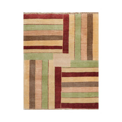 3x5 Beige, Rust, Mint Color Hand Knotted Peshawar 100% Wool Modern Oriental Rug