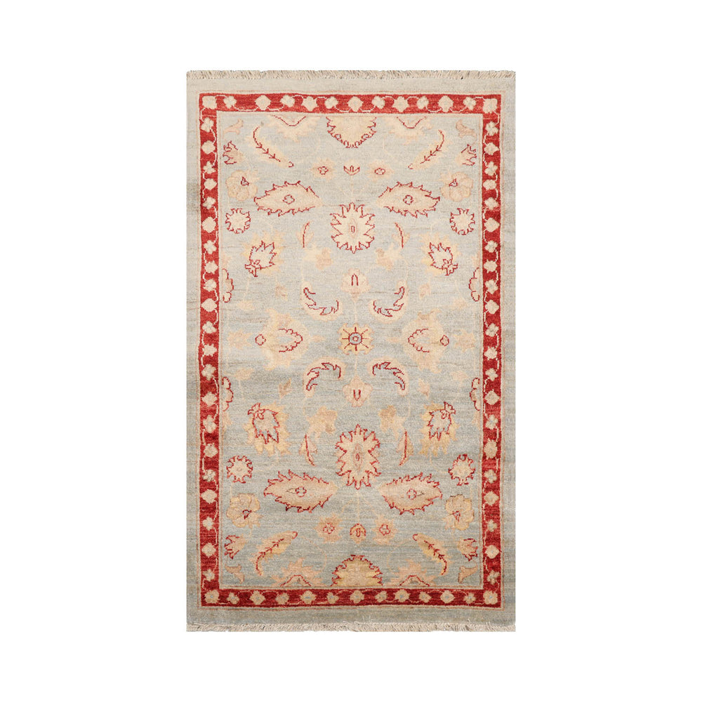 3x5 Powder Blue, Rust, Beige Color Hand Knotted Chobi Peshawar 100% Wool Traditional Oriental Rug