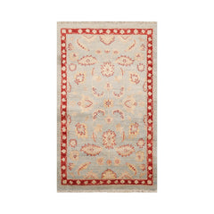 3x5 Powder Blue, Rust, Beige Color Hand Knotted Chobi Peshawar 100% Wool Traditional Oriental Rug