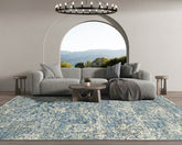Multi Size Beige Blue Gray Color Hand Knotted Indo Oushak Wool Transitional Oriental Rug