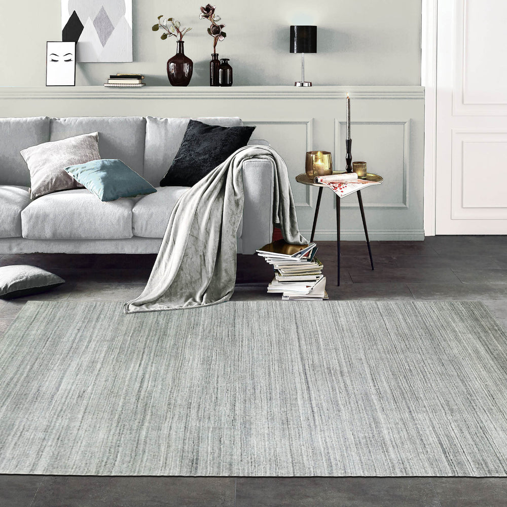 Multi Size Tone On Tone Gray Gray Silver Color Hand Knotted Tibetan Wool Modern & Contemporary Oriental Rug