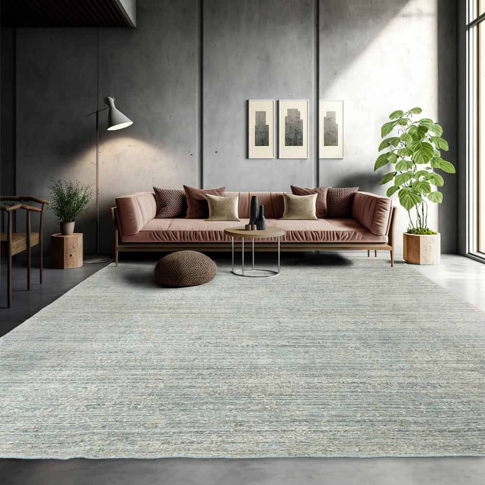 8x10 Celadon, Beige, Color Hand Knotted 100% Wool Modern & Contemporary Oriental Rug