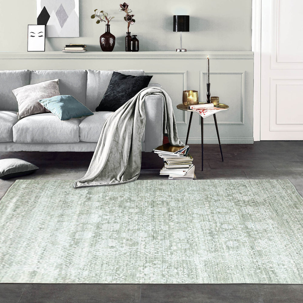 8x11 Gray, Beige, Moss Color Hand Knotted 100% Wool Modern & Contemporary Oriental Rug