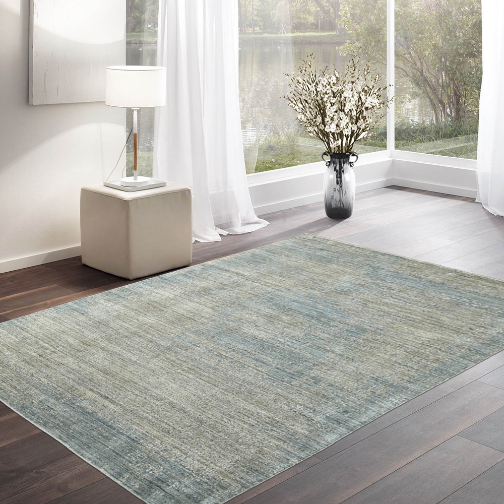 6x9 Gray, Beige, Blue Color Hand Knotted 100% Wool Modern & Contemporary Oriental Rug