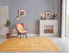 4x6 Light Gold, Brown, Green Color Hand Knotted Chobi Peshawar 100% Wool Traditional Oriental Rug