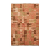 Knotted Rug Rose Beige Hand Knotted 4'x6' Michaelian and Kohlberg Modern Contemporary Tibetan 100% Wool Oriental Area Rug