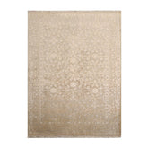 Knotted Rug Ivory Gray Hand Knotted 4'x6' Tibetan Modern Contemporary 100% Wool Oriental Area Rug