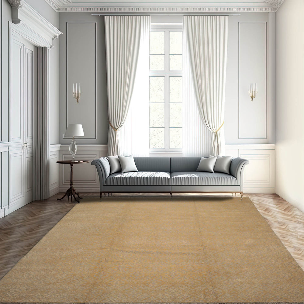 9x12 Gray, Light Gold, Color Hand Knotted 100% Wool Contemporary Oriental Rug