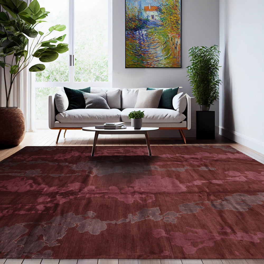 9x12 Chocolate, Aubergine, Graphite Color Hand Knotted Wool & Silk Transitional Oriental Rug