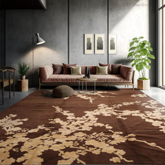 10x14 Brown, Beige, Light Gold Color Hand Knotted Tibetan Wool & Silk Modern Oriental Rug