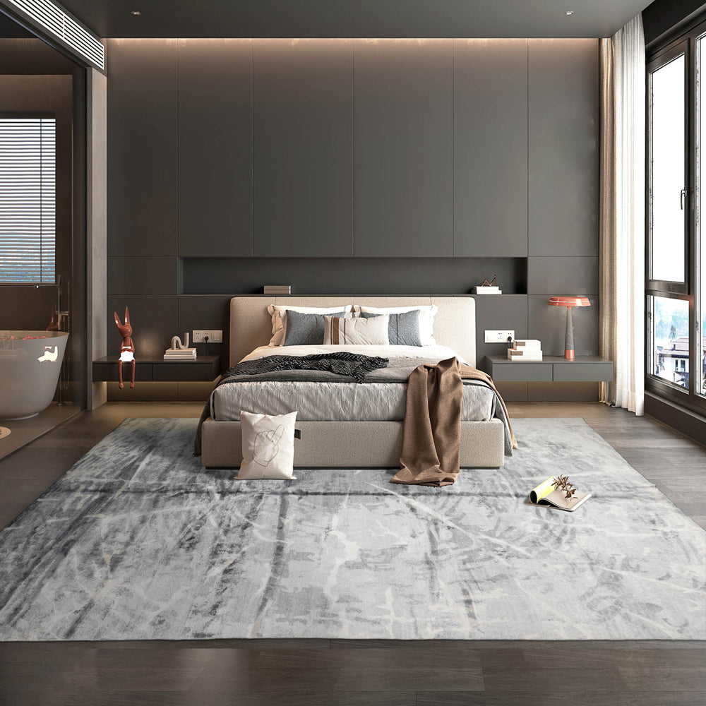 9x12 Tone on Tone Ash Gray, Ash Gray, Color Hand Knotted 100% Wool Modern Oriental Rug