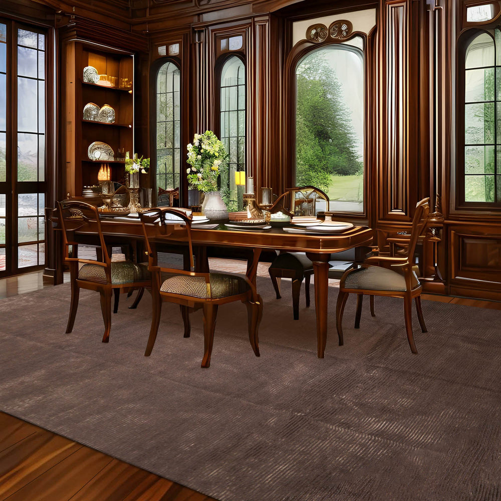 8x10 Brown, Beige, Color Hand Knotted Wool & Silk Contemporary Oriental Rug
