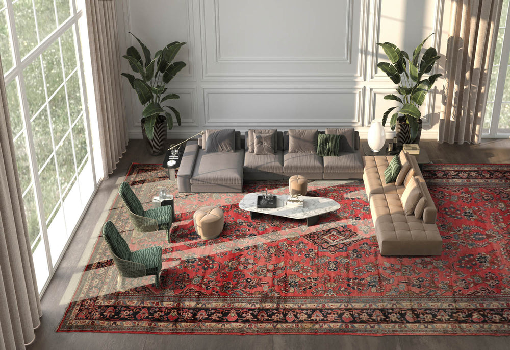 Palace Rose, Charcoal, Ivory Color Hand Knotted Lilihaan 100% Wool Traditional Oriental Rug