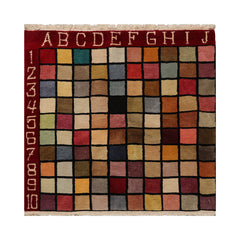 Knotted Rug Hand Knotted 3'7''x3'7'' Square Modern Contemporary Wool Oriental Area Rug