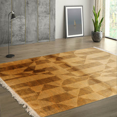 4x6 Gold, Brown, Color Hand Knotted Tibetan 100% Wool Modern & Contemporary Oriental Rug