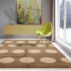 6x9 Olive, Beige, Sage Color Hand Knotted Tibetan 100% Wool Oriental Rug