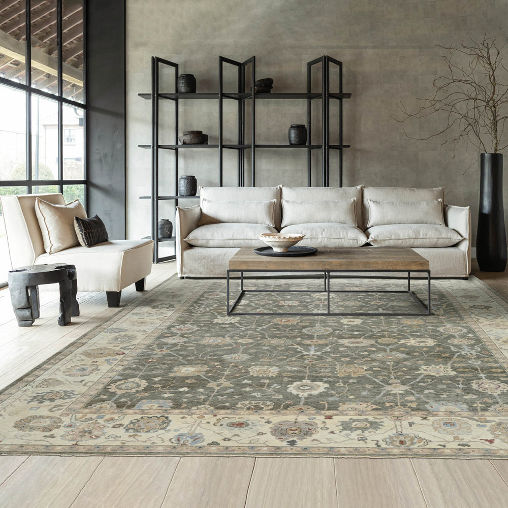 10x14 Gray, Beige, Muted Earth Tones Color Hand Knotted Oushak Wool Traditional Oriental Rug