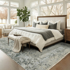 8x10 Beige, Gray, Muted Earth Tones Color Hand Knotted Oushak Wool Transitional Oriental Rug