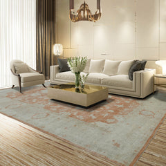 9x13 Peach, Gray, Beige Color Hand Knotted Oushak Wool Traditional Oriental Rug
