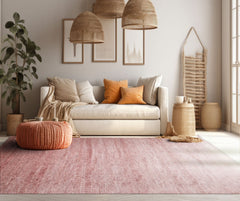 Multi Size Raspberry Ivory Color Hand Knotted Tibetan Wool & Bamboo Silk Contemporary Oriental Rug