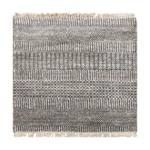 Square Ivory, Gray, Color Hand Knotted Tibetan Wool & Bamboo Silk Modern Oriental Rug